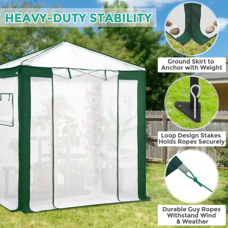 Eagle Peak Tragbares begehbares Gewächshaus mit Polyester-verstärkten Ecken, sofortiges Aufklappen, für drinnen und draußen, Gartenarbeit, Grünhaus, aufrollbare Eingangstür mit Reißverschluss und – Bild 8