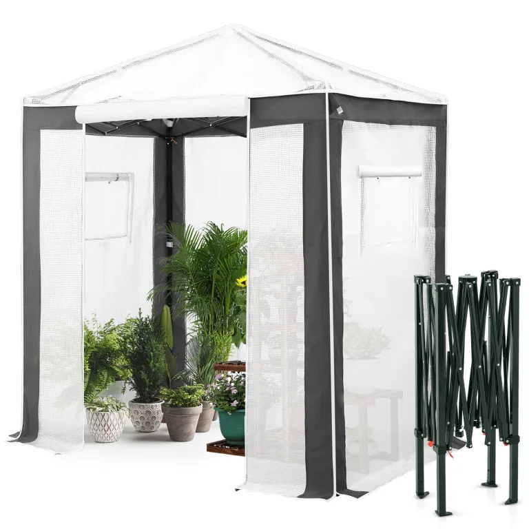 Eagle Peak Tragbares begehbares Gewächshaus mit Polyester-verstärkten Ecken, sofortiges Aufklappen, für drinnen und draußen, Gartenarbeit, Grünhaus, aufrollbare Eingangstür mit Reißverschluss und – Bild 10