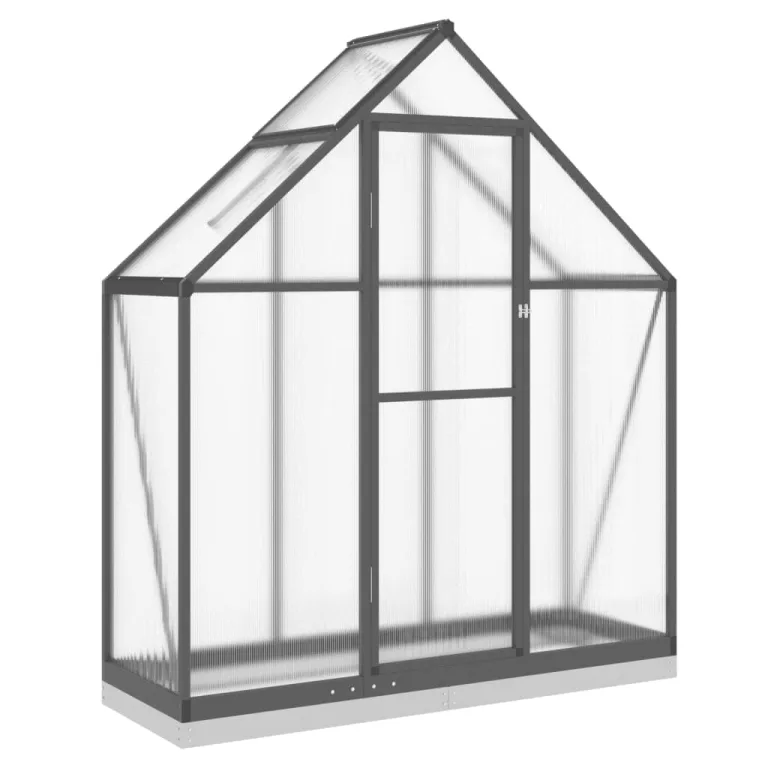 Festnight Gewächshaus mit Fundamentrahmen Gewächshaus Aluminium Gewächshaus Winterfest Garten glashaus UV-SchutzTreibhaus Aufzucht Pflanzenhaus Tomatenhaus-Anthrazit-169 x 58 x 202 cm – Bild 2