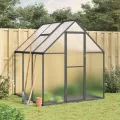 Festnight Gewächshaus mit Fundamentrahmen Gewächshaus Aluminium Gewächshaus Winterfest Garten glashaus UV-SchutzTreibhaus Aufzucht Pflanzenhaus Tomatenhaus-Anthrazit-169 x 169 x 195 cm - Thumbnail 1