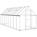 Festnight Gewächshaus mit Fundamentrahmen Gewächshaus Aluminium Gewächshaus Winterfest Garten glashaus UV-SchutzTreibhaus Aufzucht Pflanzenhaus Tomatenhaus-Silber-445 x 169 x 195 cm - Thumbnail 2