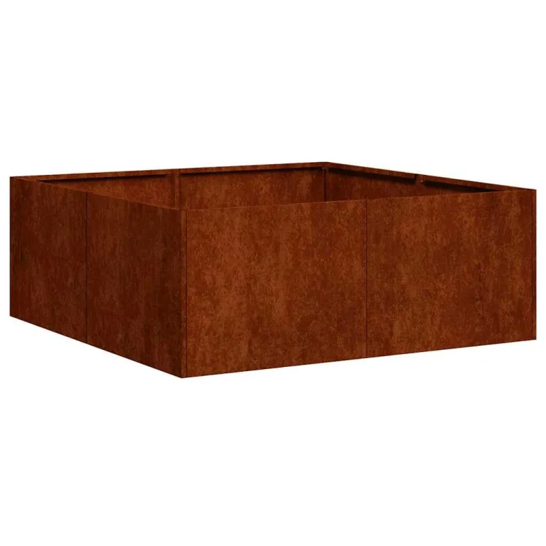 vidaXL Pflanzkübel Rostig 80x80x30 cm Wetterfester Stahl, Pflanztopf, Pflanzenständer, Hochbeet, Pflanzgefäßständer, Pflanzentablett, Gartenpflanzer – Bild 1