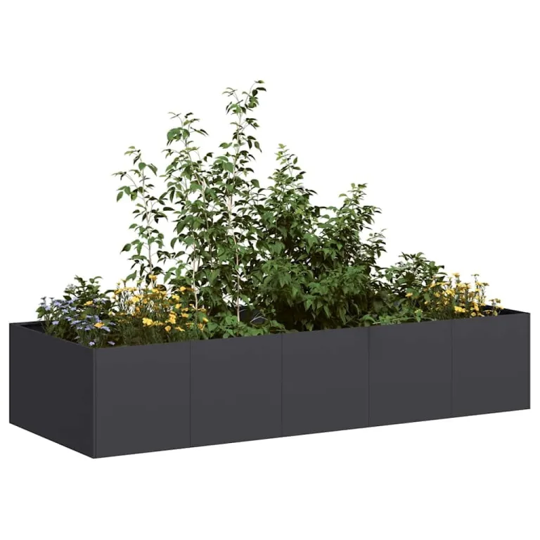 vidaXL Pflanzgefäß Schwarz 200x80x40 cm Stahl, Pflanzschale, Garten-Garten-Pflanzkübel, Outdoor-Pflanzgefäß, Hochbeet, Pflanzgefäß, Blumenkasten – Bild 4