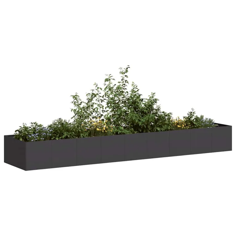 vidaXL Pflanzkübel Schwarz 360x80x40 cm Stahl, Pflanzschale, Garten-Garten-Pflanzkübel, Outdoor-Pflanzgefäß, Hochbeet, Pflanzgefäß, Blumenkasten – Bild 4