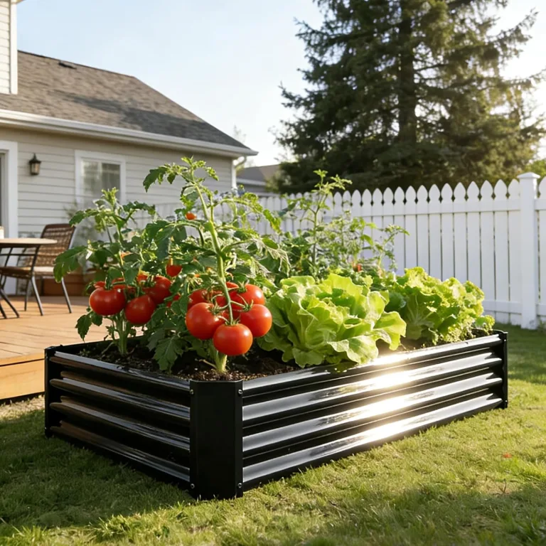 Hochbeet-Set aus Verzinkter Metall, Pflanzbeet Hochbeete für Garten, 120x60x30 cm, Hochbeete-kit für Gemüse Blumen Sukkulenten Kräuter, Blumenbeet & Pflanzentrog, Rechteckig, Schwarz – Bild 5