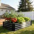 Hochbeet-Set aus Verzinkter Metall, Pflanzbeet Hochbeete für Garten, 120x60x30 cm, Hochbeete-kit für Gemüse Blumen Sukkulenten Kräuter, Blumenbeet & Pflanzentrog, Rechteckig, Schwarz - Thumbnail 5