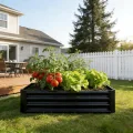 Hochbeet-Set aus Verzinkter Metall, Pflanzbeet Hochbeete für Garten, 120x60x30 cm, Hochbeete-kit für Gemüse Blumen Sukkulenten Kräuter, Blumenbeet & Pflanzentrog, Rechteckig, Schwarz - Thumbnail 2
