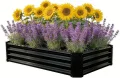 Hochbeet-Set aus Verzinkter Metall, Pflanzbeet Hochbeete für Garten, 120x60x30 cm, Hochbeete-kit für Gemüse Blumen Sukkulenten Kräuter, Blumenbeet & Pflanzentrog, Rechteckig, Schwarz - Thumbnail 3