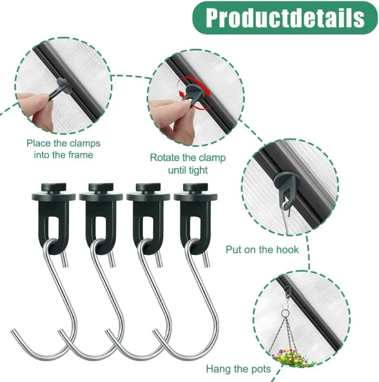 50x Gewächshausclips mit 50x S-Haken, Gewächshausclips mit hoher Tragkraft, Gartenpflanzen-Clips Pflanzenhalter Gewächshaus Clips Garten-Schattenrohr-Clips für Rankhilfe, Aufhängen, Pflanzen – Bild 9