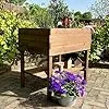 gartenetage Hochbeet XL mit Ablage und Pflanzfolie - Wetterfest, Ergonomisch, Inklusive Schutzlasur, Robustes Kiefernholz, Braun - Thumbnail 4