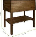gartenetage Hochbeet XL mit Ablage und Pflanzfolie - Wetterfest, Ergonomisch, Inklusive Schutzlasur, Robustes Kiefernholz, Braun - Thumbnail 6