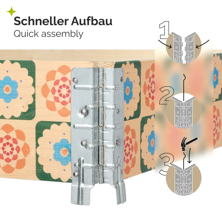 Garronda Holzaufsatzrahmen mit Print - Hochbeete für Pflanzen Blumen Kräuter Obst und Gemüse Aufbewahrungskiste aus Holz mit dekorativem Druck GD-0075 (120x80x20 cm, Blumen mit Hintergrund, 3St) – Bild 3