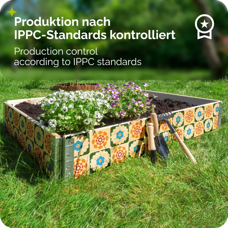 Garronda Holzaufsatzrahmen mit Print - Hochbeete für Pflanzen Blumen Kräuter Obst und Gemüse Aufbewahrungskiste aus Holz mit dekorativem Druck GD-0075 (120x80x20 cm, Blumen mit Hintergrund, 3St) – Bild 6