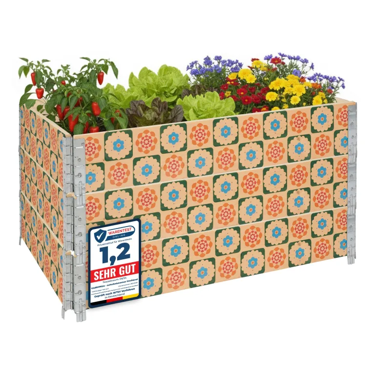 Garronda Holzaufsatzrahmen mit Print - Hochbeete für Pflanzen Blumen Kräuter Obst und Gemüse Aufbewahrungskiste aus Holz mit dekorativem Druck GD-0075 (120x80x20 cm, Blumen mit Hintergrund, 3St) – Bild 1