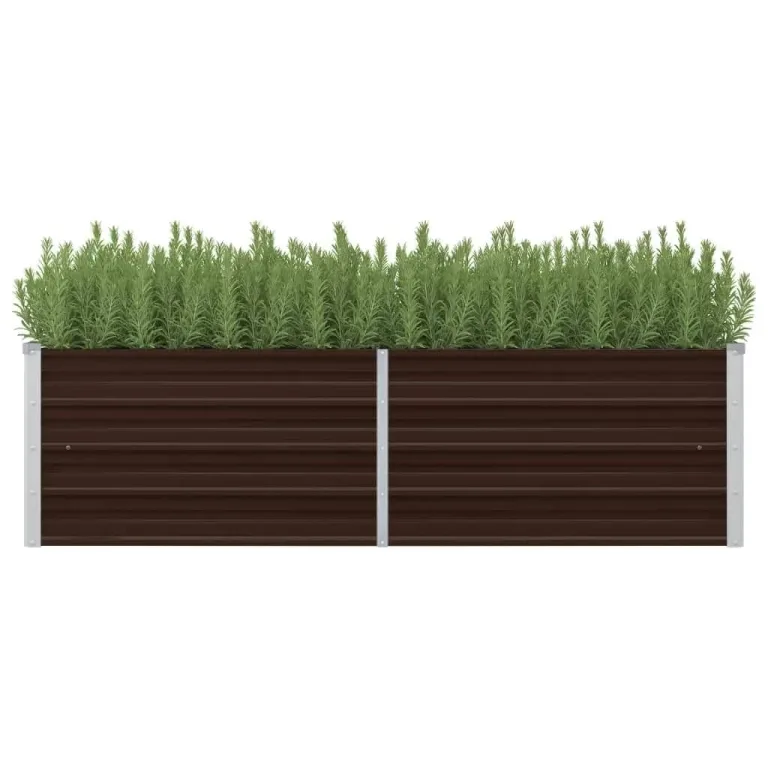 Myheimly Garten-Hochbeet Braun Blumenkasten Pflanzkasten Pflanzkübel Blumenkübel Pflanztopf Blumentopf Gemüsebeet Pflanzbeet 240 x 80 x 77 cm Verzinkter Stahl – Bild 9