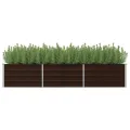 Myheimly Garten-Hochbeet Verzinkter Stahl 400x80x45 cm Braun - Thumbnail 7