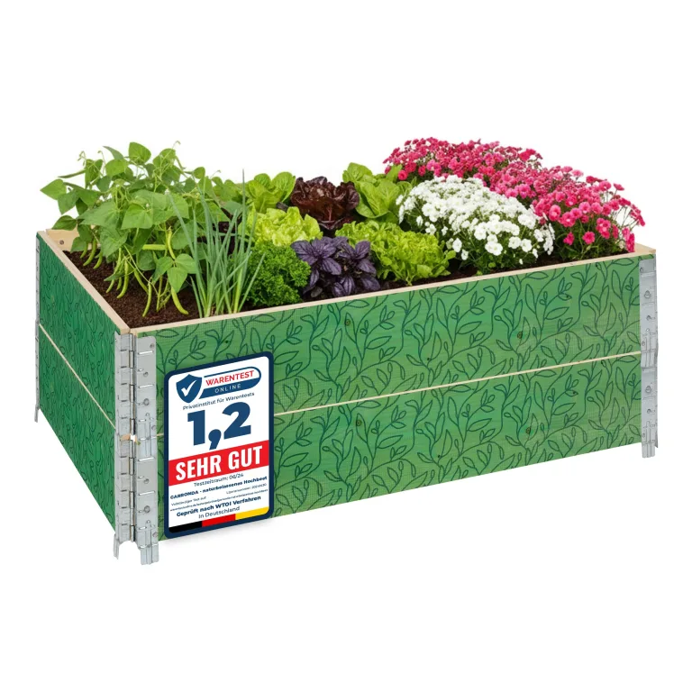 Garronda Holzaufsatzrahmen mit Print - Hochbeete für Pflanzen Blumen Kräuter Obst und Gemüse Aufbewahrungskiste aus Holz mit dekorativem Druck GD-0075 (120x80x20 cm, Blatt mit Hintergrund, 2St) – Bild 1