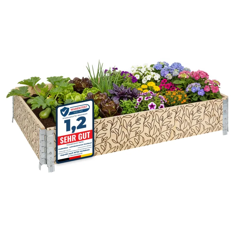 Garronda Holzaufsatzrahmen mit Print - Hochbeete für Pflanzen Blumen Kräuter Obst und Gemüse Aufbewahrungskiste aus Holz mit dekorativem Druck GD-0075 (120x80x20 cm, Blatt, 1St) – Bild 1