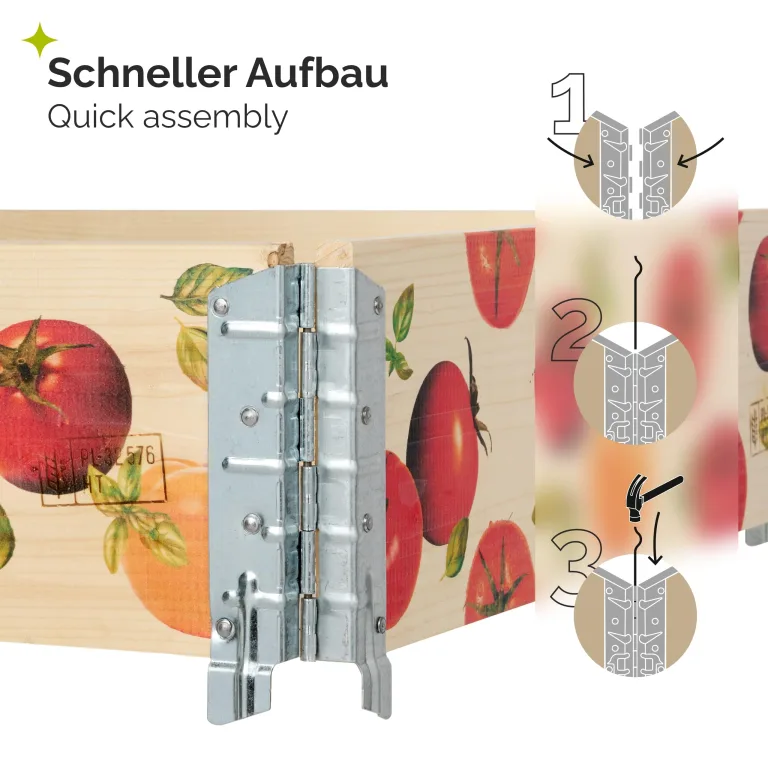 Garronda Holzaufsatzrahmen mit Print - Hochbeete für Pflanzen Blumen Kräuter Obst und Gemüse Aufbewahrungskiste aus Holz mit dekorativem Druck GD-0075 (120x80x20 cm, Tomate, 1St) – Bild 3