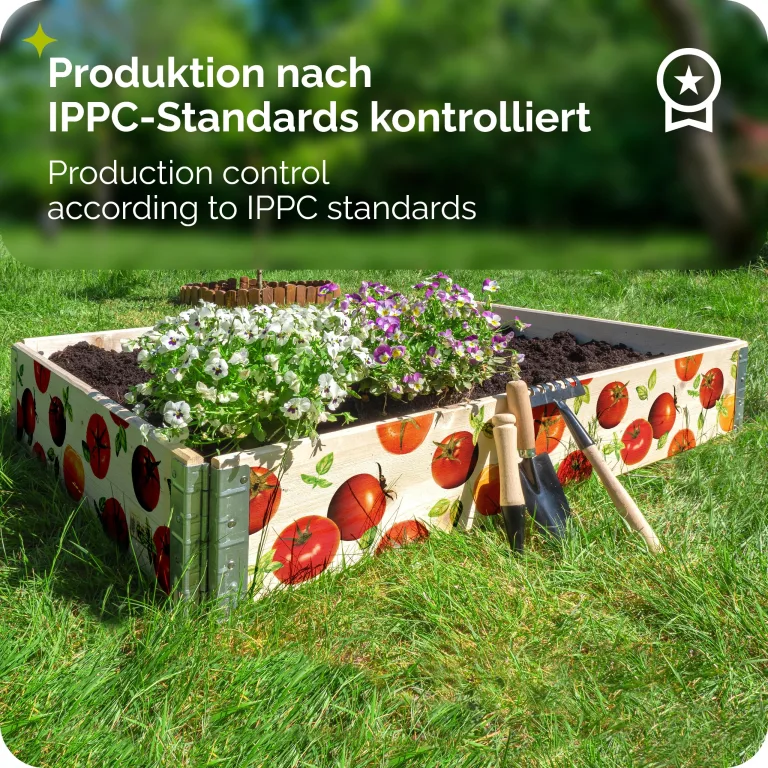 Garronda Holzaufsatzrahmen mit Print - Hochbeete für Pflanzen Blumen Kräuter Obst und Gemüse Aufbewahrungskiste aus Holz mit dekorativem Druck GD-0075 (120x80x20 cm, Tomate, 1St) – Bild 6