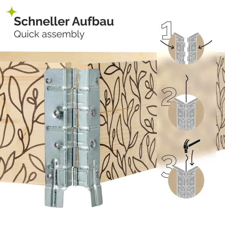 Garronda Holzaufsatzrahmen mit Print - Hochbeete für Pflanzen Blumen Kräuter Obst und Gemüse Aufbewahrungskiste aus Holz mit dekorativem Druck GD-0075 (120x80x20 cm, Blatt, 2St) – Bild 3