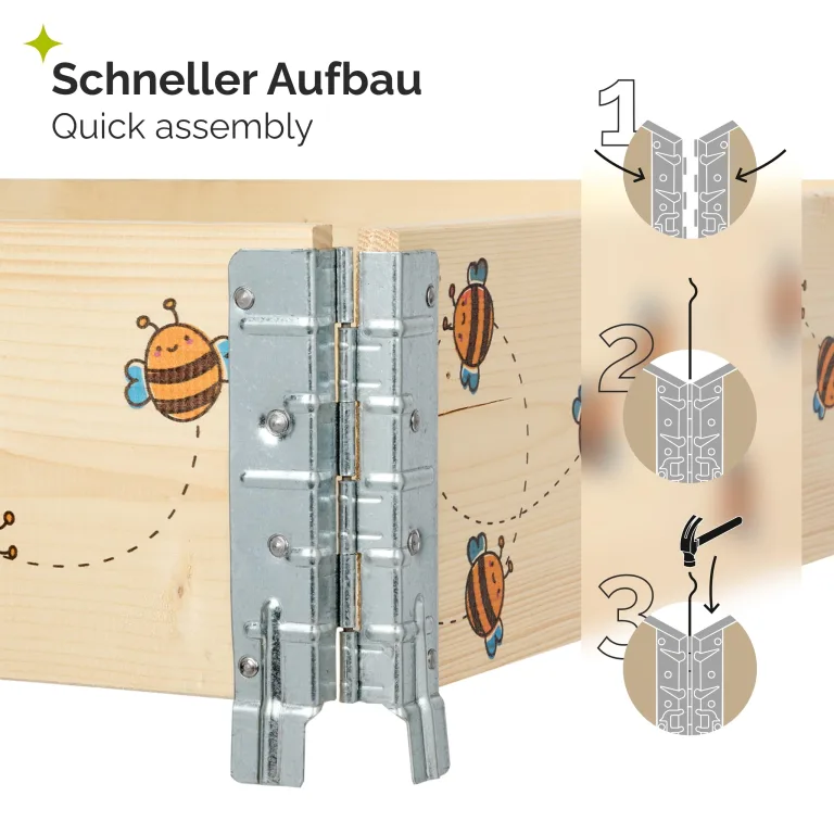 Garronda Holzaufsatzrahmen mit Print - Hochbeete für Pflanzen Blumen Kräuter Obst und Gemüse Aufbewahrungskiste aus Holz mit dekorativem Druck GD-0075 (120x80x20 cm, Biene, 2St) – Bild 3