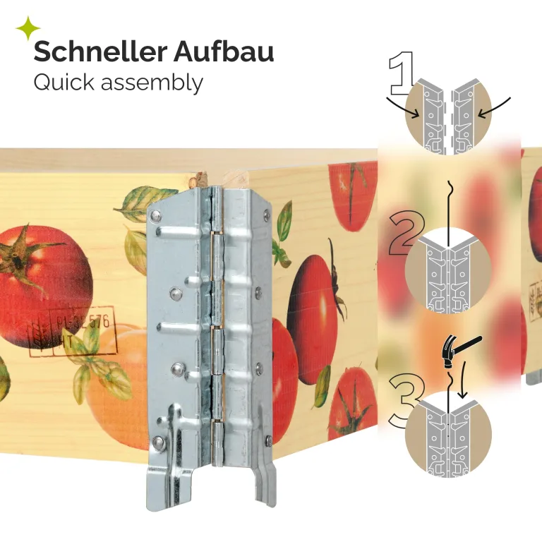 Garronda Holzaufsatzrahmen mit Print - Hochbeete für Pflanzen Blumen Kräuter Obst und Gemüse Aufbewahrungskiste aus Holz mit dekorativem Druck GD-0075 (120x80x20 cm, Tomate mit Hintergrund, 2St) – Bild 3