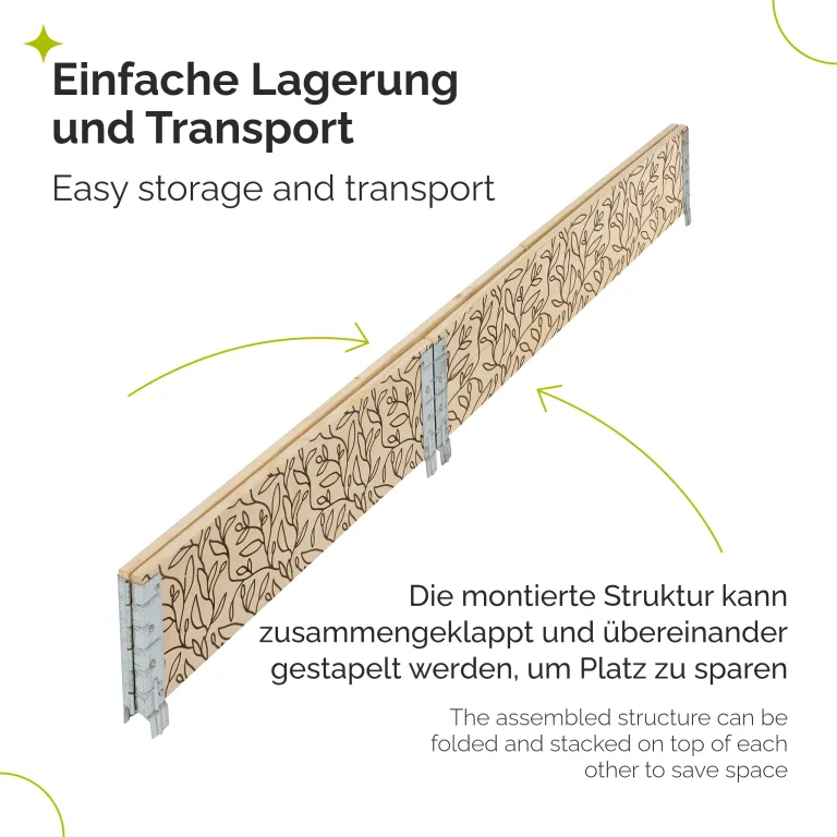 Garronda Holzaufsatzrahmen mit Print - Hochbeete für Pflanzen Blumen Kräuter Obst und Gemüse Aufbewahrungskiste aus Holz mit dekorativem Druck GD-0075 (120x80x20 cm, Blatt, 3St) – Bild 4