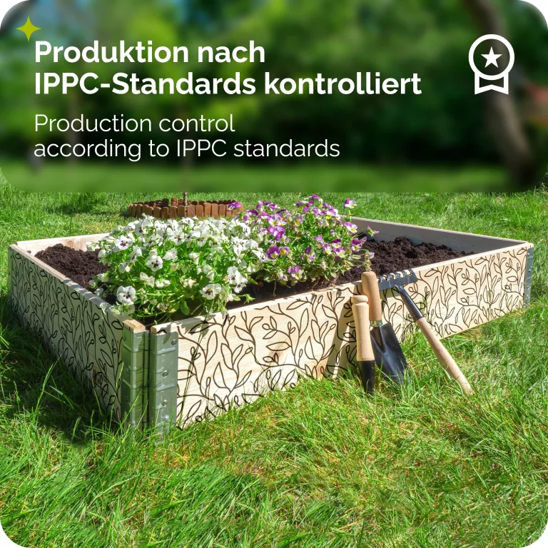 Garronda Holzaufsatzrahmen mit Print - Hochbeete für Pflanzen Blumen Kräuter Obst und Gemüse Aufbewahrungskiste aus Holz mit dekorativem Druck GD-0075 (120x80x20 cm, Blatt, 3St) – Bild 6