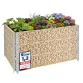 Garronda Holzaufsatzrahmen mit Print - Hochbeete für Pflanzen Blumen Kräuter Obst und Gemüse Aufbewahrungskiste aus Holz mit dekorativem Druck GD-0075 (120x80x20 cm, Blatt, 3St) - Thumbnail 1