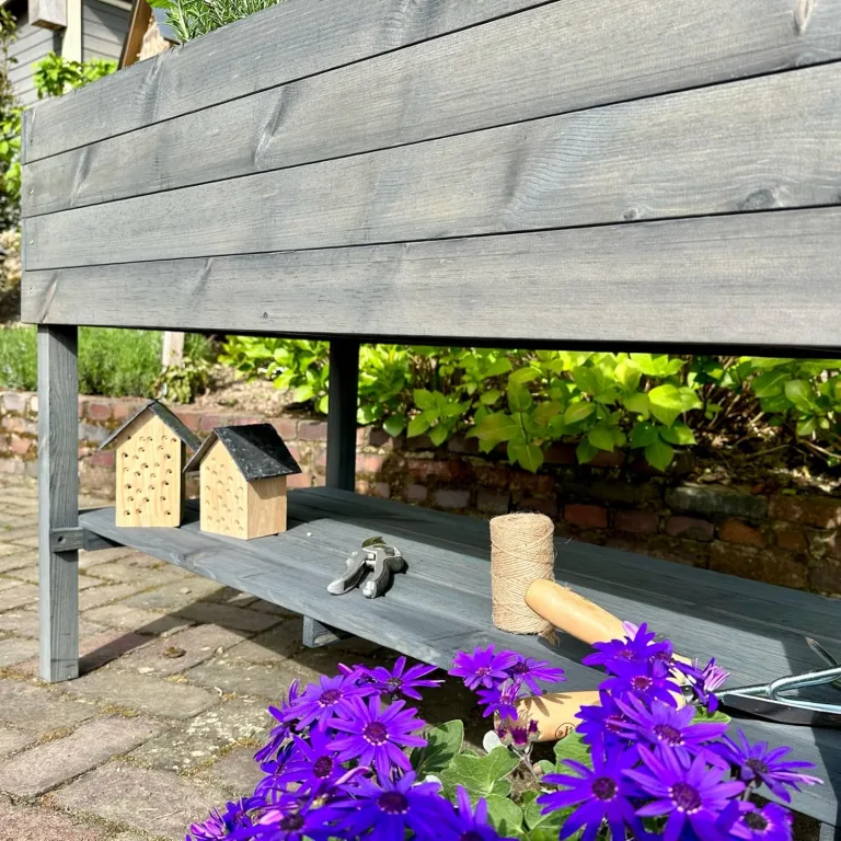 gartenetage Hochbeet XXL mit Ablage und Pflanzfolie - Nachhaltiges Design, Wetterfest, Rückenschonend, Praktische Ablage, Inklusive Pflanzfolie, Anthrazit – Bild 8