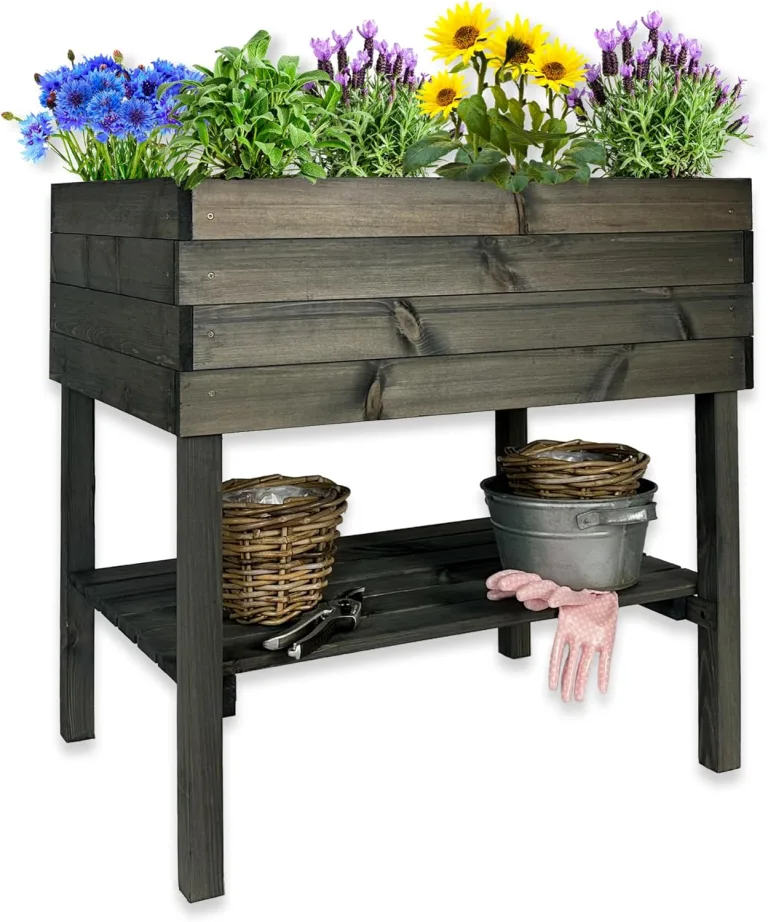 gartenetage Hochbeet XXL mit Ablage und Pflanzfolie - Nachhaltiges Design, Wetterfest, Rückenschonend, Praktische Ablage, Inklusive Pflanzfolie, Anthrazit – Bild 9