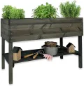 gartenetage Hochbeet XXL mit Ablage und Pflanzfolie - Nachhaltiges Design, Wetterfest, Rückenschonend, Praktische Ablage, Inklusive Pflanzfolie, Anthrazit - Thumbnail 1