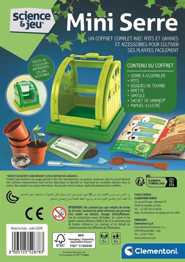Clementoni | Wissenschaft & Spiel: Mini-Gewächshaus – Botanic-Set für Kinder ab 7 Jahren | Gewächshaus zum Zusammenbauen mit Töpfen, Torf, Samen | wissenschaftliches Lernspiel zum Entdecken der – Bild 4