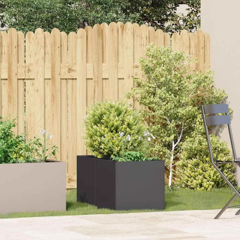 vidaXL Pflanzkübel Schwarz 40x80x40 cm Kaltgewalzter Stahl, Pflanzschale, Garten-Garten-Pflanzkübel, Outdoor-Pflanzgefäß, Hochbeet, Pflanzgefäß – Bild 2