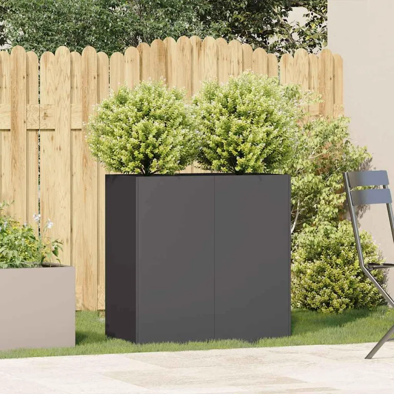 vidaXL Pflanzkübel Schwarz 80x40x80 cm Kaltgewalzter Stahl, Pflanzschale, Garten-Garten-Pflanzkübel, Outdoor-Pflanzgefäß, Hochbeet, Pflanzgefäß – Bild 2