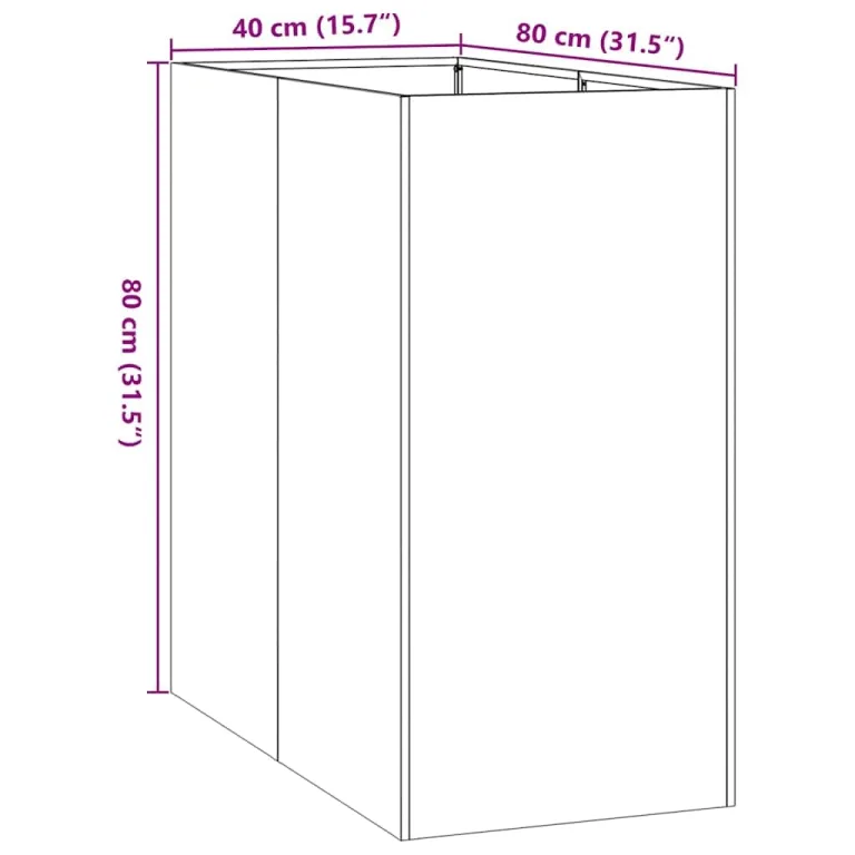 vidaXL Pflanzkübel Schwarz 40x80x80 cm Stahl, Pflanzschale, Garten-Garten-Pflanzkübel, Outdoor-Pflanzgefäß, Hochbeet, Pflanzgefäß, Blumenkasten – Bild 2