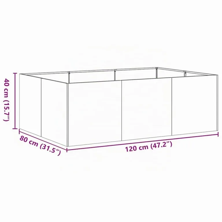 vidaXL Pflanzkübel Schwarz 120x80x40 cm Stahl, Pflanzschale, Garten-Garten-Pflanzkübel, Outdoor-Pflanzgefäß, Hochbeet, Pflanzgefäß, Blumenkasten – Bild 2