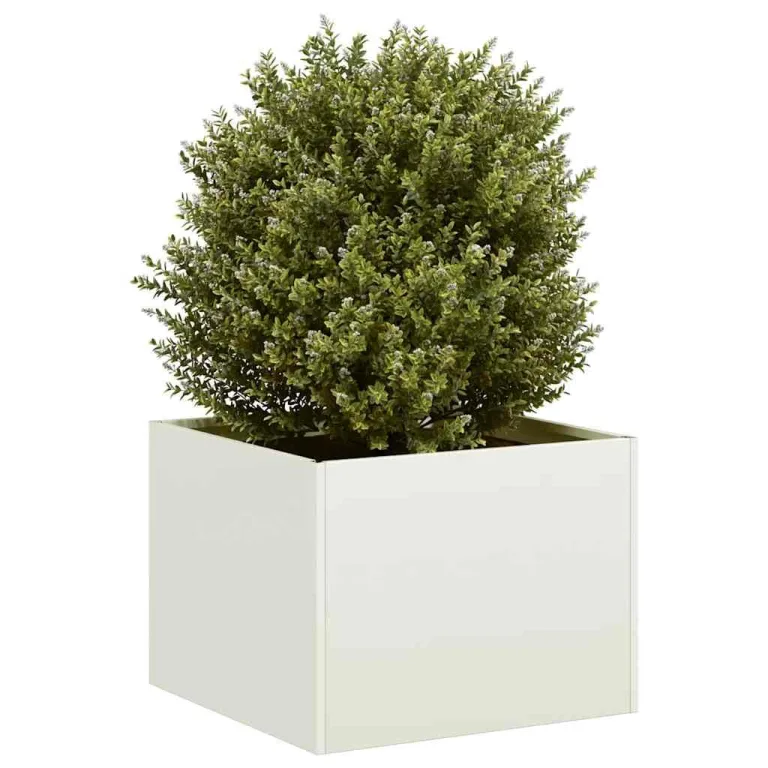 vidaXL Pflanzgefäß Weiß 40x40x30 cm Stahl, Pflanzschale, Garten-Garten-Pflanzkübel, Outdoor-Pflanzgefäß, Hochbeet, Pflanzgefäß, Blumenkasten – Bild 4