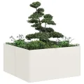 vidaXL Pflanzkübel Weiß 80x80x40 cm Kaltgewalzter Stahl, Pflanzschale, Garten-Garten-Pflanzkübel, Outdoor-Pflanzgefäß, Hochbeet, Pflanzgefäß - Thumbnail 4