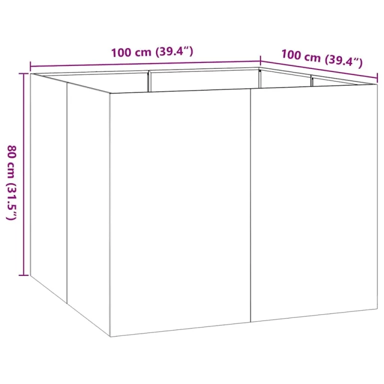 vidaXL Pflanzgefäß Olivgrün 100x100x80 cm Stahl, Pflanzschale, Garten-Garten-Pflanzkübel, Outdoor-Pflanzgefäß, Hochbeet, Pflanzgefäß, Blumenkasten – Bild 3