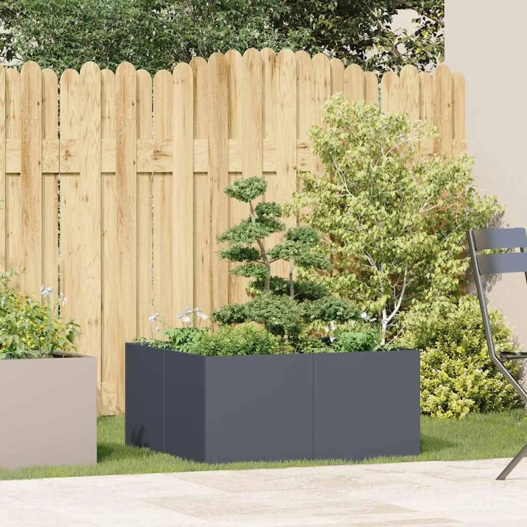 vidaXL Pflanzkübel Anthrazit 80x80x40 cm Kaltgewalzter Stahl, Pflanzschale, Garten-Garten-Pflanzkübel, Outdoor-Pflanzgefäß, Hochbeet, Pflanzgefäß – Bild 2