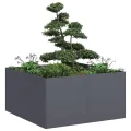vidaXL Pflanzkübel Anthrazit 80x80x40 cm Kaltgewalzter Stahl, Pflanzschale, Garten-Garten-Pflanzkübel, Outdoor-Pflanzgefäß, Hochbeet, Pflanzgefäß - Thumbnail 4