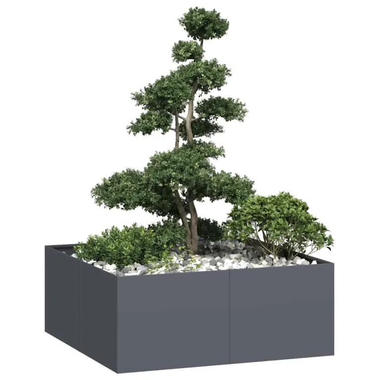 vidaXL Pflanzgefäß Anthrazit 100x100x40 cm Stahl, Pflanzschale, Garten-Garten-Pflanzkübel, Outdoor-Pflanzgefäß, Hochbeet, Pflanzgefäß, Blumenkasten – Bild 3
