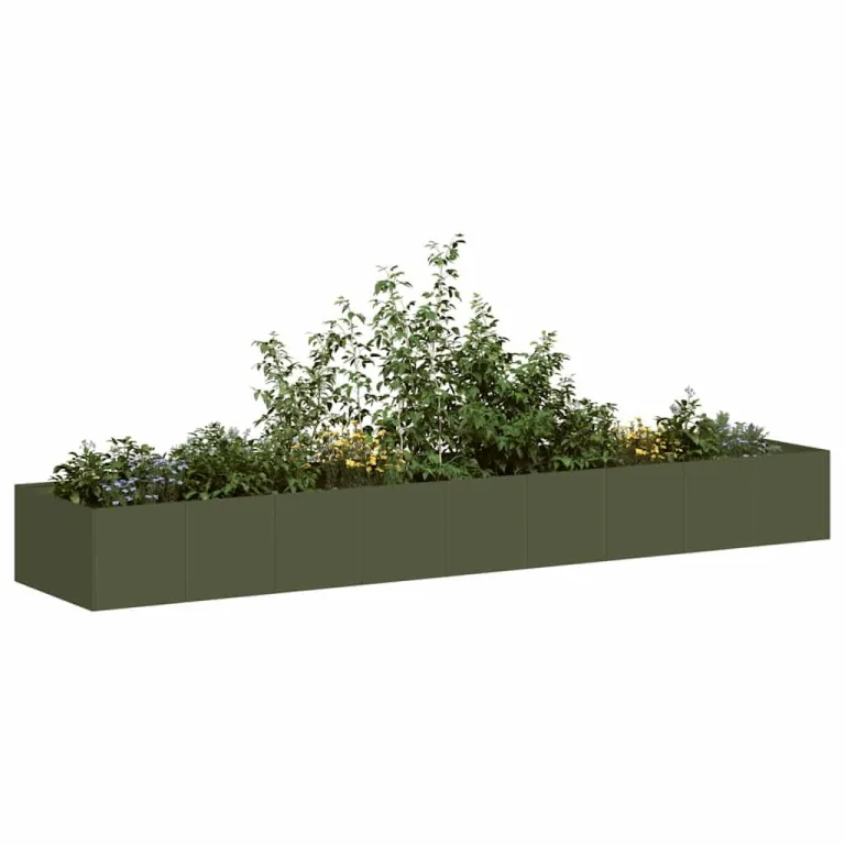 vidaXL Pflanzgefäß Olivgrün 360x80x40 cm Stahl, Pflanzschale, Garten-Garten-Pflanzkübel, Outdoor-Pflanzgefäß, Hochbeet, Pflanzgefäß, Blumenkasten – Bild 4