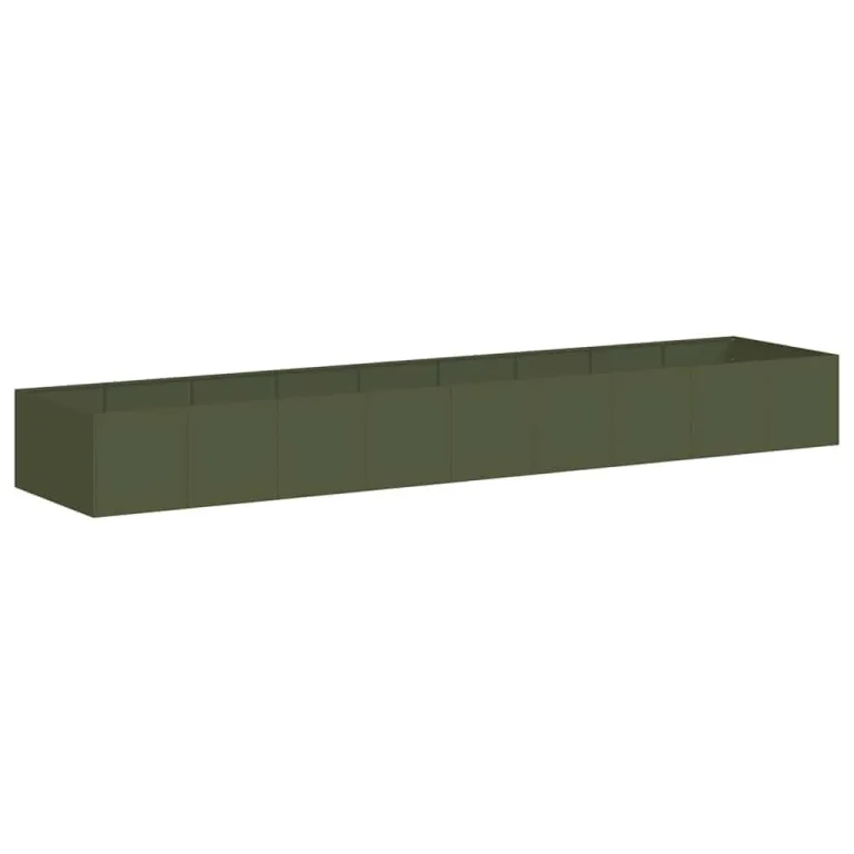 vidaXL Pflanzgefäß Olivgrün 360x80x40 cm Stahl, Pflanzschale, Garten-Garten-Pflanzkübel, Outdoor-Pflanzgefäß, Hochbeet, Pflanzgefäß, Blumenkasten – Bild 1