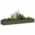 vidaXL Pflanzgefäß Olivgrün 360x80x40 cm Stahl, Pflanzschale, Garten-Garten-Pflanzkübel, Outdoor-Pflanzgefäß, Hochbeet, Pflanzgefäß, Blumenkasten - Thumbnail 4