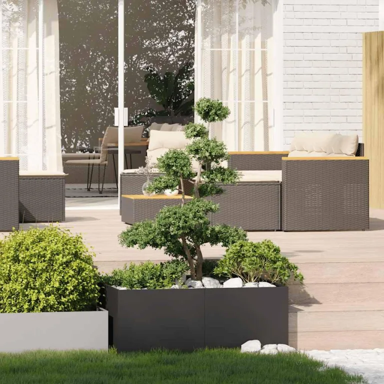 vidaXL Pflanzkübel Schwarz 100x100x40 cm Stahl, Pflanzschale, Garten-Garten-Pflanzkübel, Outdoor-Pflanzgefäß, Hochbeet, Pflanzgefäß, Blumenkasten – Bild 2