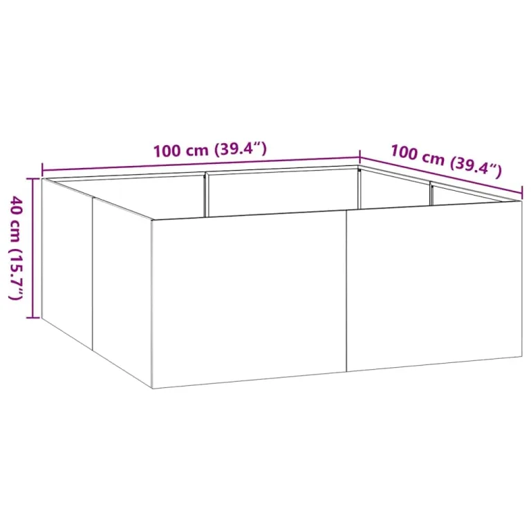 vidaXL Pflanzkübel Schwarz 100x100x40 cm Stahl, Pflanzschale, Garten-Garten-Pflanzkübel, Outdoor-Pflanzgefäß, Hochbeet, Pflanzgefäß, Blumenkasten – Bild 3