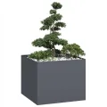 vidaXL Anthrazit Pflanzkübel 100x100x80 cm, Stahl, Outdoor, Modern, Hochbeet, Blumenkasten - Thumbnail 4